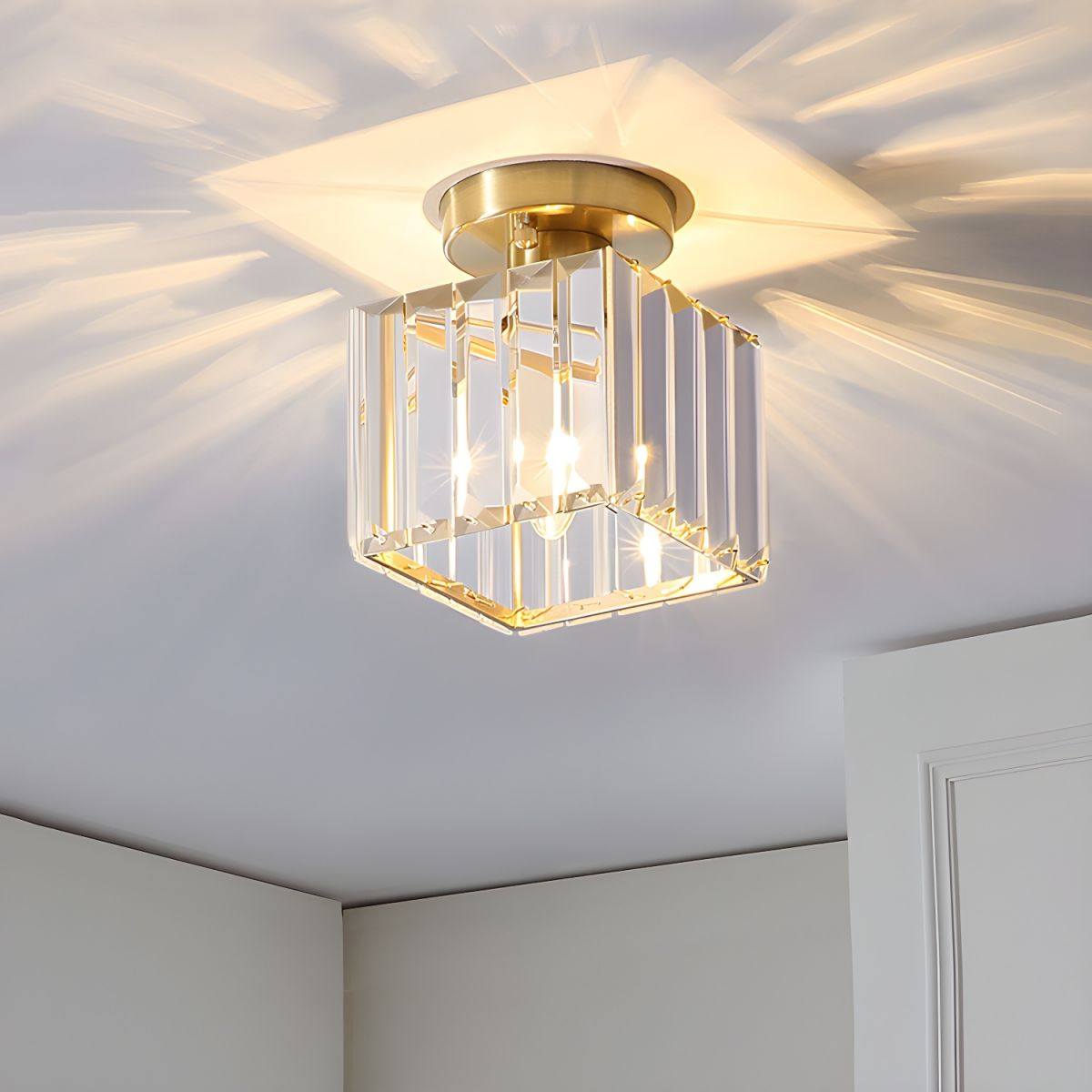 Ceiling Light Glass Shade Modern Clear Striped Flush Mount Lamp - Image 23