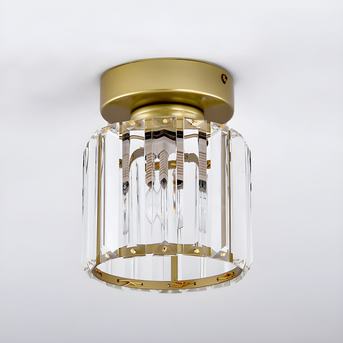 Ceiling Light Glass Shade Modern Clear Striped Flush Mount Lamp - Image 27