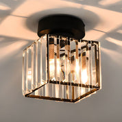 Ceiling Light Glass Shade Modern Clear Striped Flush Mount Lamp - Image 3