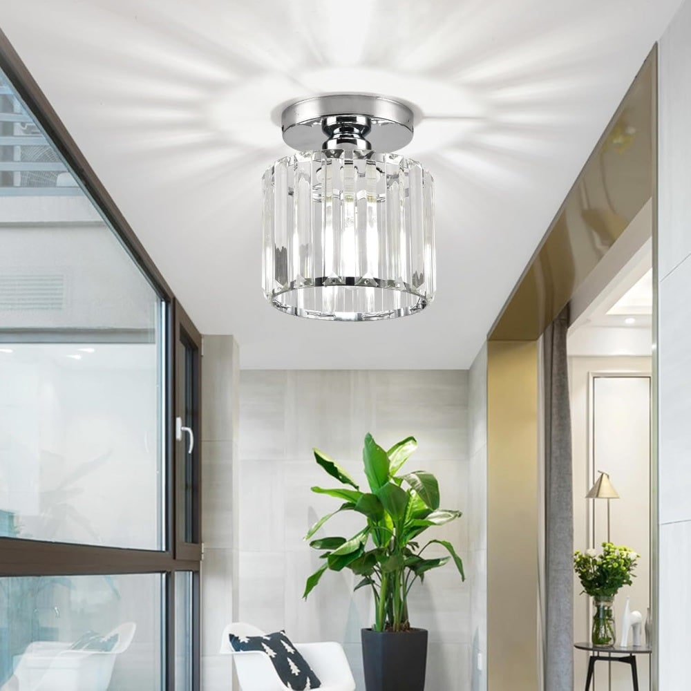 Ceiling Light Glass Shade Modern Clear Striped Flush Mount Lamp - Image 30