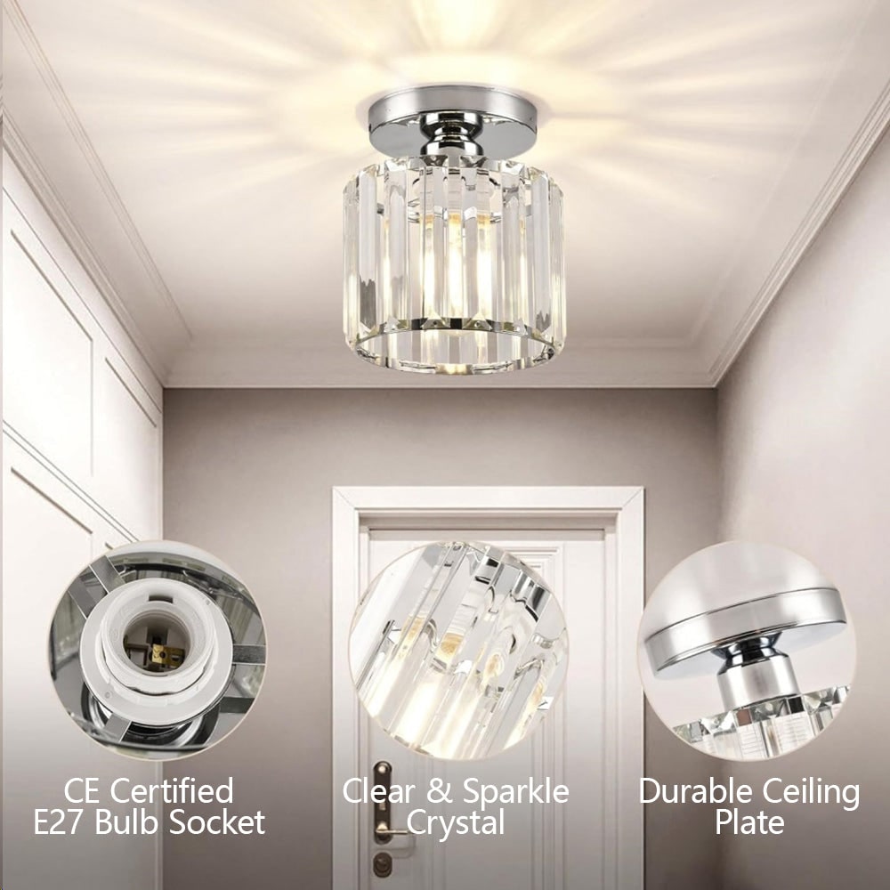 Ceiling Light Glass Shade Modern Clear Striped Flush Mount Lamp - Image 33