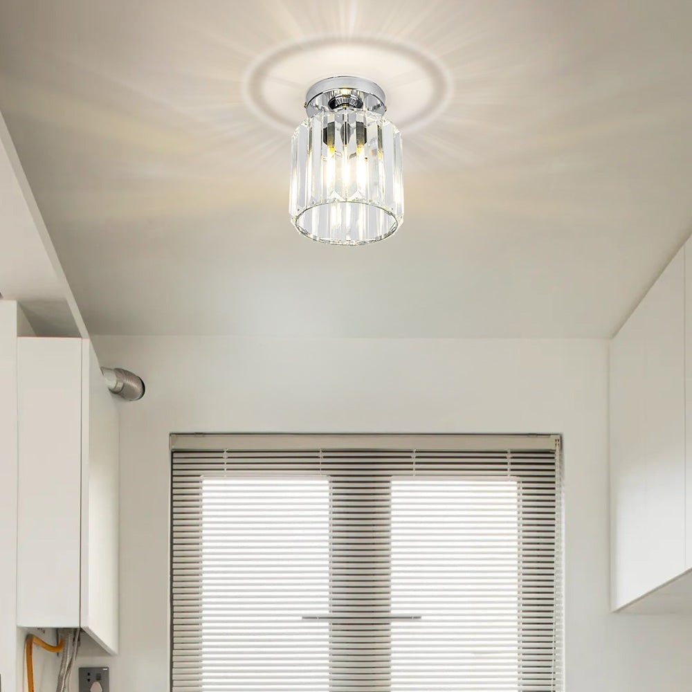 Ceiling Light Glass Shade Modern Clear Striped Flush Mount Lamp - Image 35