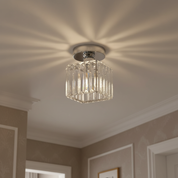 Ceiling Light Glass Shade Modern Clear Striped Flush Mount Lamp - Image 37