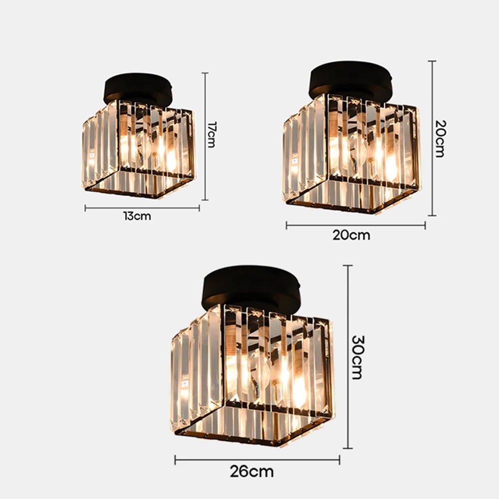 Ceiling Light Glass Shade Modern Clear Striped Flush Mount Lamp - Image 4