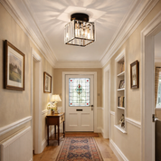 Ceiling Light Glass Shade Modern Clear Striped Flush Mount Lamp - Image 9