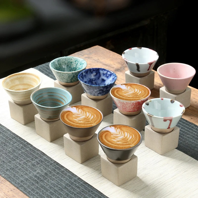 Ceramic Coffee Mug Set Unique Glazes and Stoneware Base - Image 1