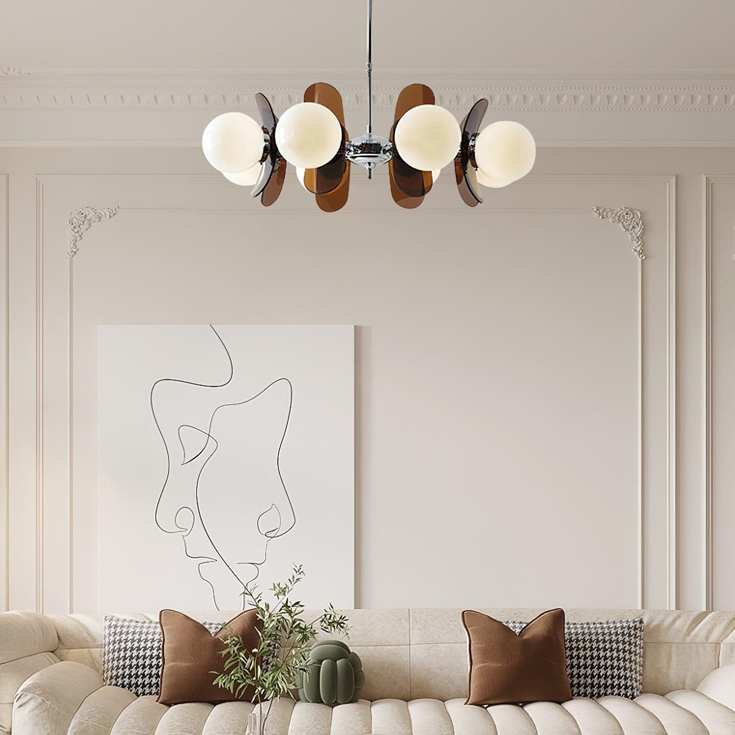 Chandelier Ceiling Light Mid Century Brown Glass Pendant Lamp - Image 12