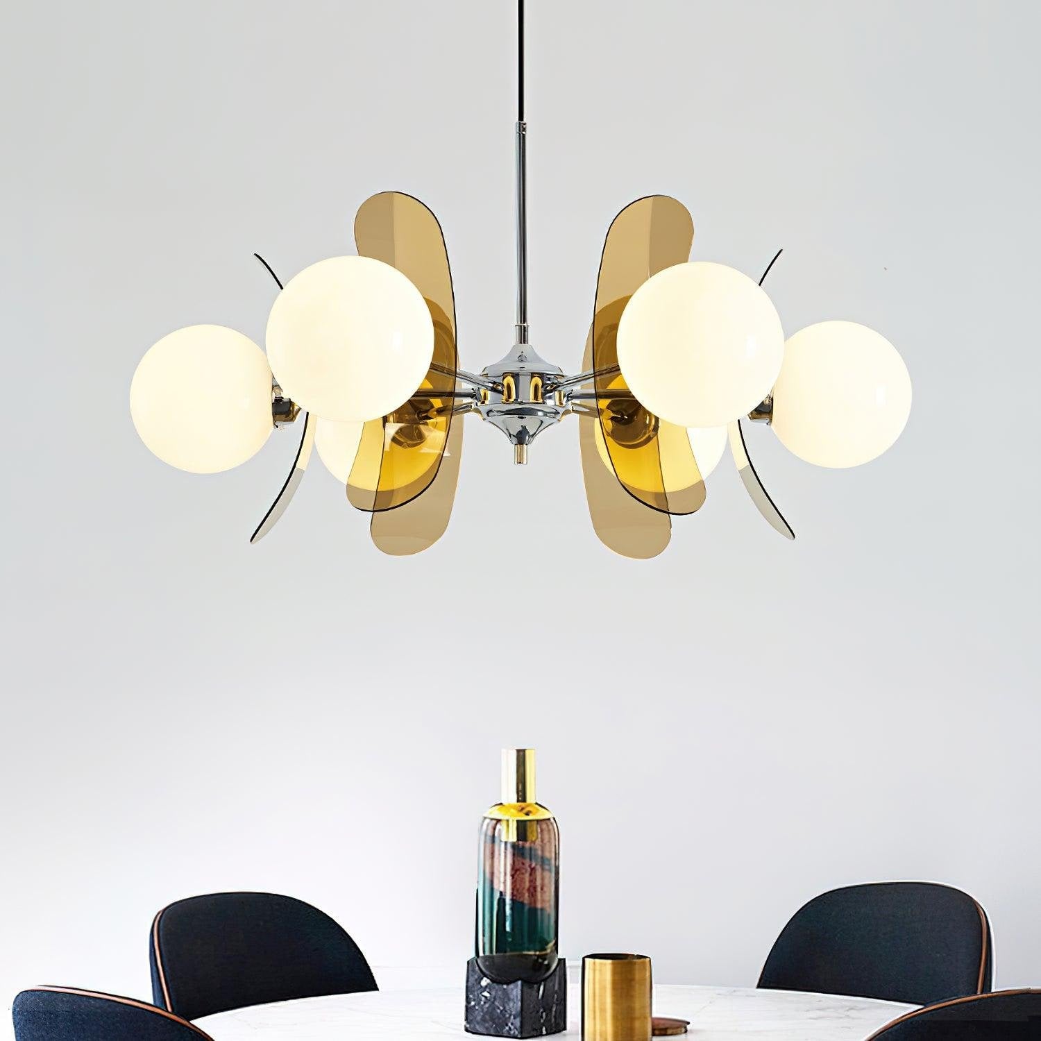 Chandelier Ceiling Light Mid Century Brown Glass Pendant Lamp - Image 5