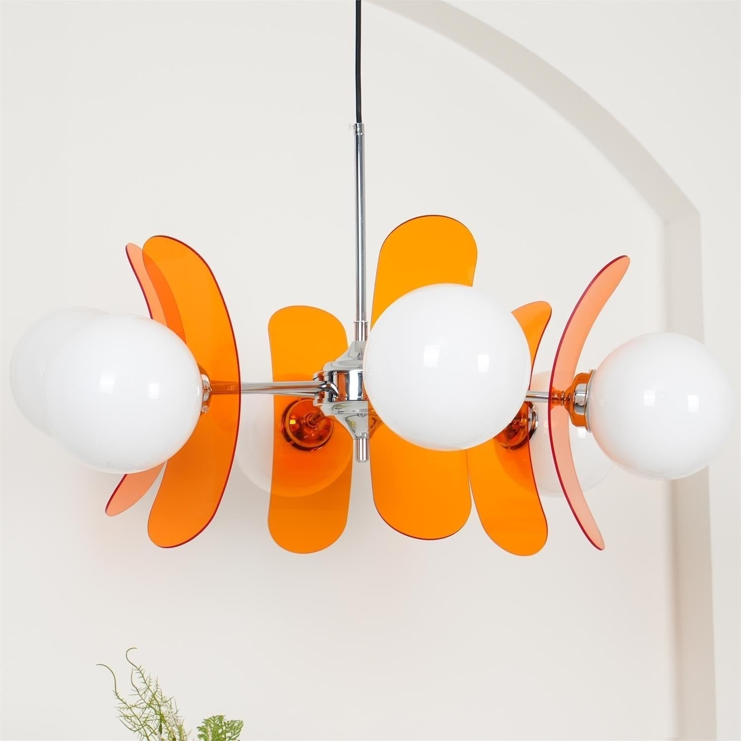 Chandelier Ceiling Light Mid Century Brown Glass Pendant Lamp - Image 7