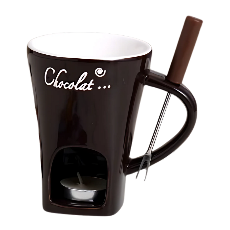 Chocolate Fondue Mug Heating Stand and Fork Melting Treats - Image 3