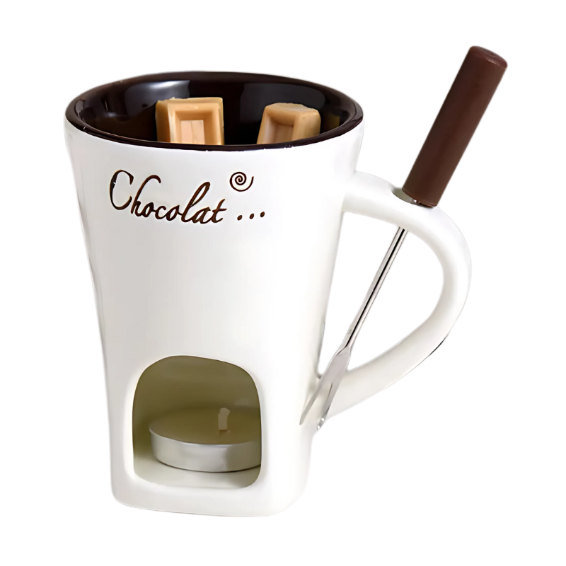 Chocolate Fondue Mug Heating Stand and Fork Melting Treats - Image 4