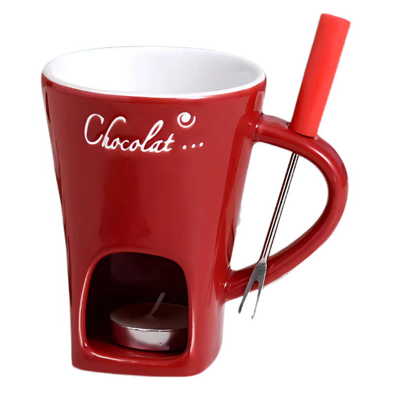 Chocolate Fondue Mug Heating Stand and Fork Melting Treats - Image 5