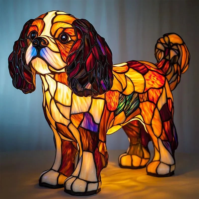 Colorful Stained Glass Dog Lamp Home Decor and Night Lighting - Image 11