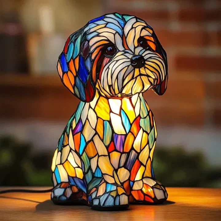 Colorful Stained Glass Dog Lamp Home Decor and Night Lighting - Image 12