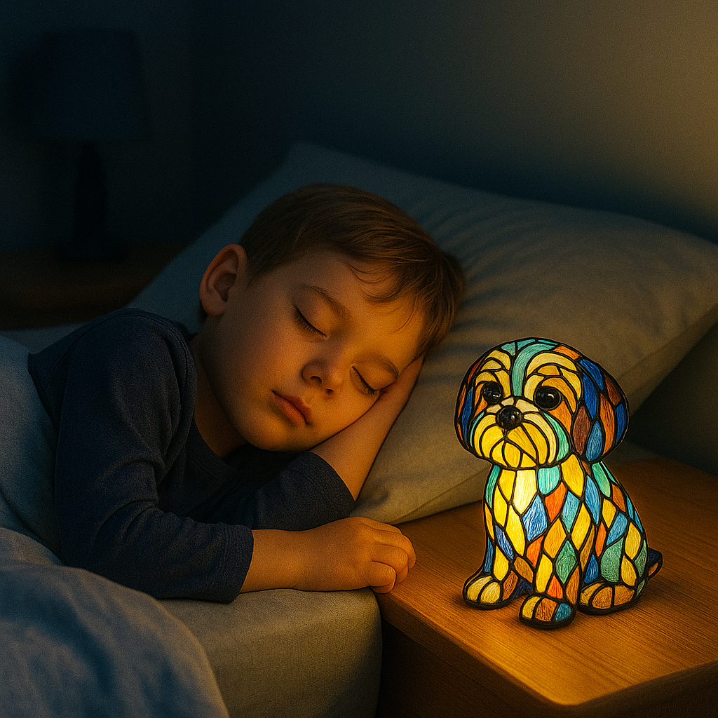 Colorful Stained Glass Dog Lamp Home Decor and Night Lighting - Image 3