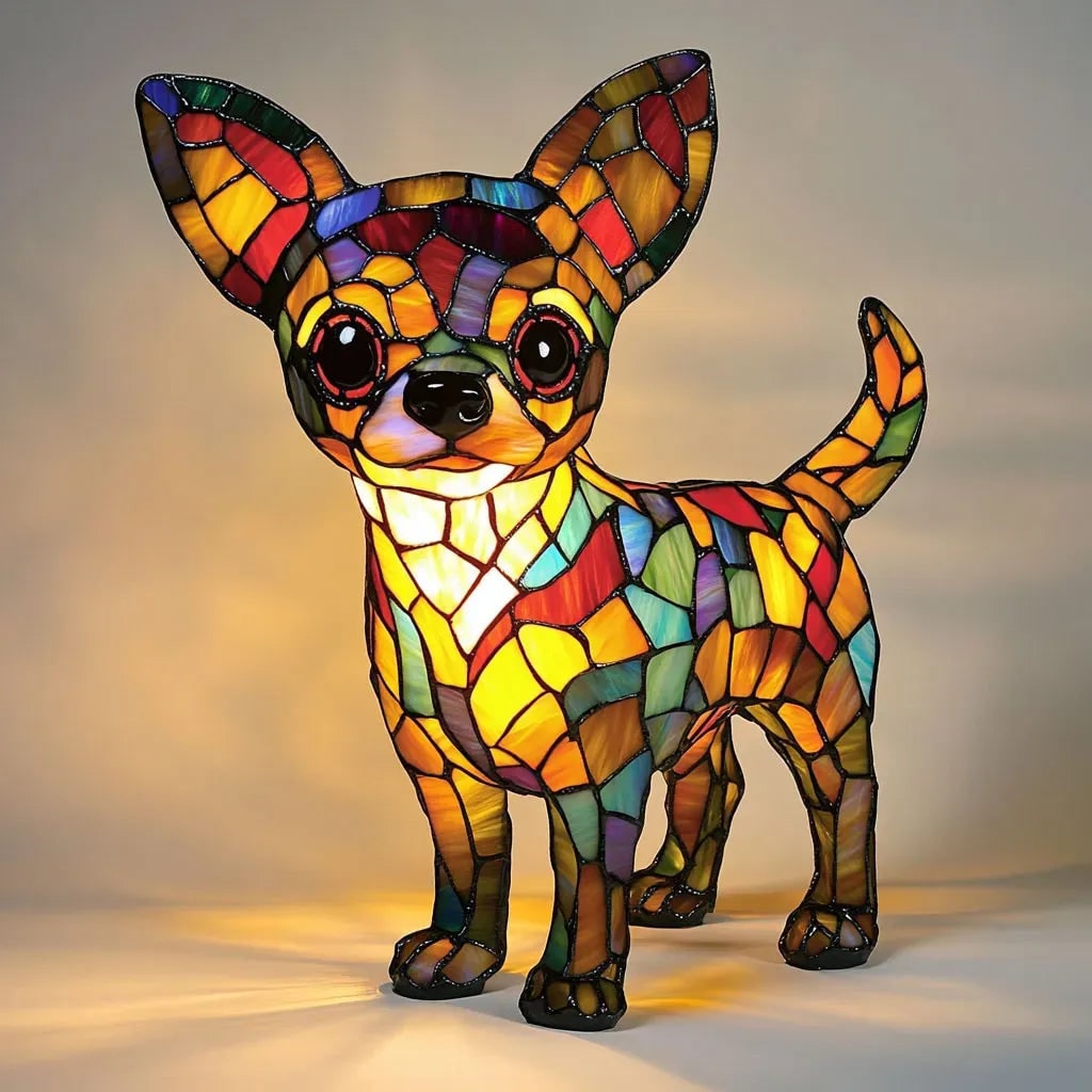 Colorful Stained Glass Dog Lamp Home Decor and Night Lighting - Image 8