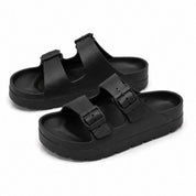 Comfortable Black Platform Sandals Cushioning Support - Image 1