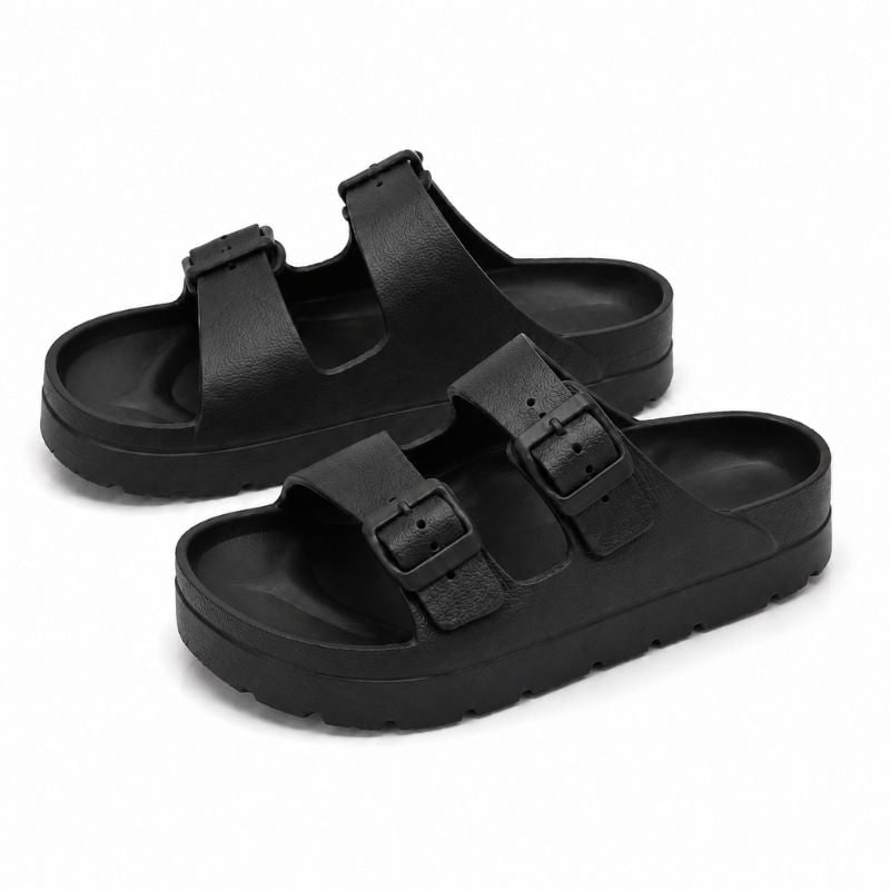 Comfortable Black Platform Sandals Cushioning Support - Image 1
