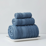 Cotton Bath Towel Set Soft Blue Absorbent Towels Home Use - Image 2