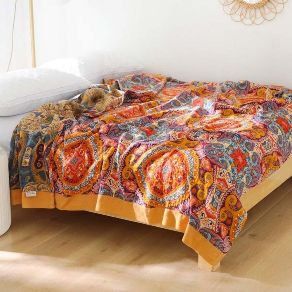Cotton Blanket Woven Throw Boho Reversible 100% Cotton Sunrise - Image 2