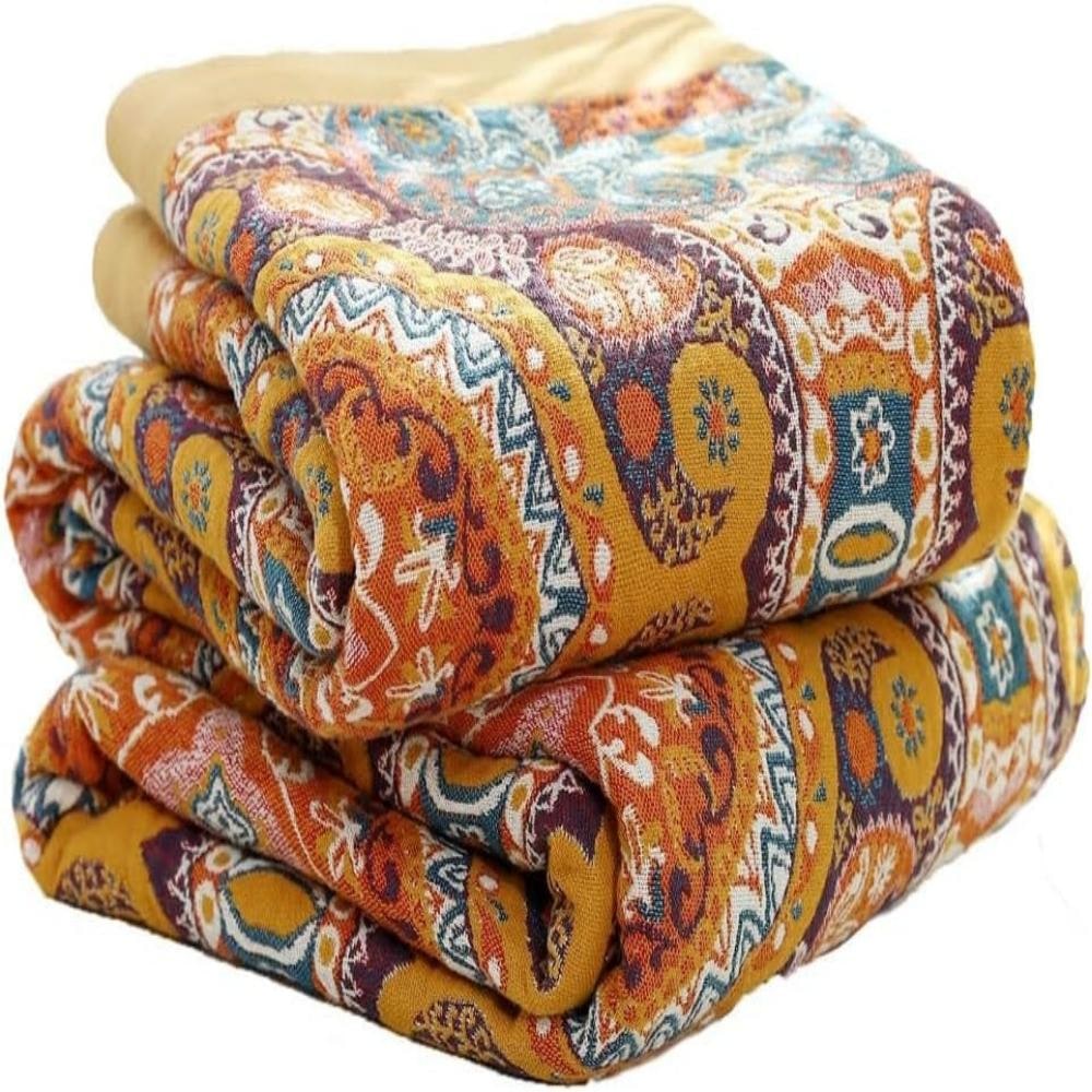 Cotton Blanket Woven Throw Boho Reversible 100% Cotton Sunrise - Image 4
