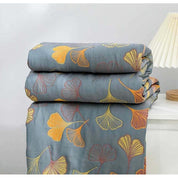 Cotton Throw Blanket Ginkgo Leaf Design Cozy Living Spaces - Image 3