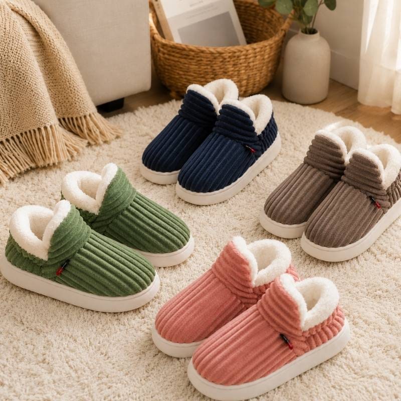 Cozy Fleece Lined Slippers Non-Slip Sole Indoor Comfort - Image 2