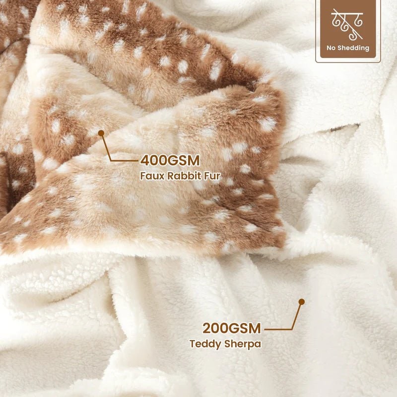 Cozy Reversible Plush Blanket Deer Motif Bedroom Comfort - Image 6