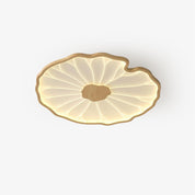 Flush Mount Ceiling Light Wood Finish and Lotus Leaf Design - Image 1