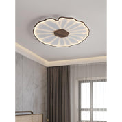 Flush Mount Ceiling Light Wood Finish and Lotus Leaf Design - Image 12