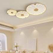 Flush Mount Ceiling Light Wood Finish and Lotus Leaf Design - Image 4