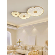 Flush Mount Ceiling Light Wood Finish and Lotus Leaf Design - Image 8
