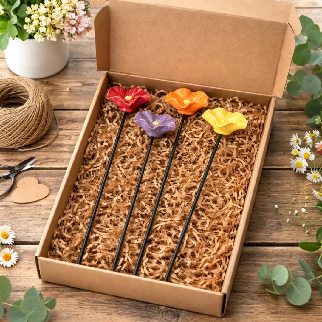 Handmade Ceramic Bee Feeders Weatherproof Flower Stakes 4 - Image 9