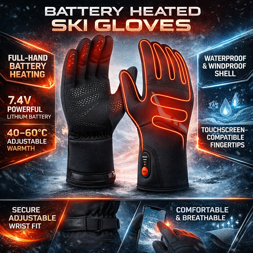 Heated Gloves Skiing Winter Gloves Touchscreen Compatible - Image 4