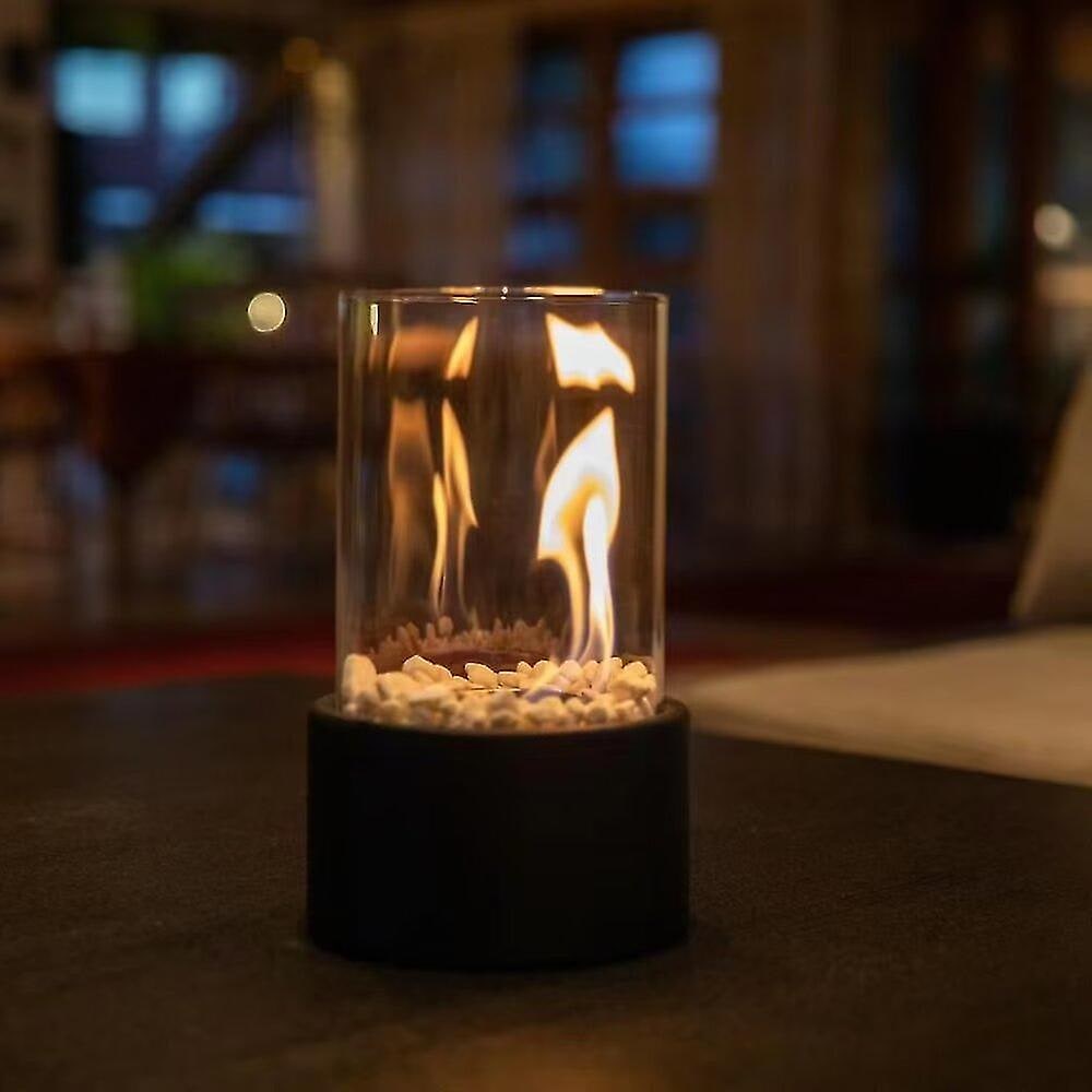 Indoor Tabletop Oil Lamp Glass Cylinder and Decorative Stones - Image 5