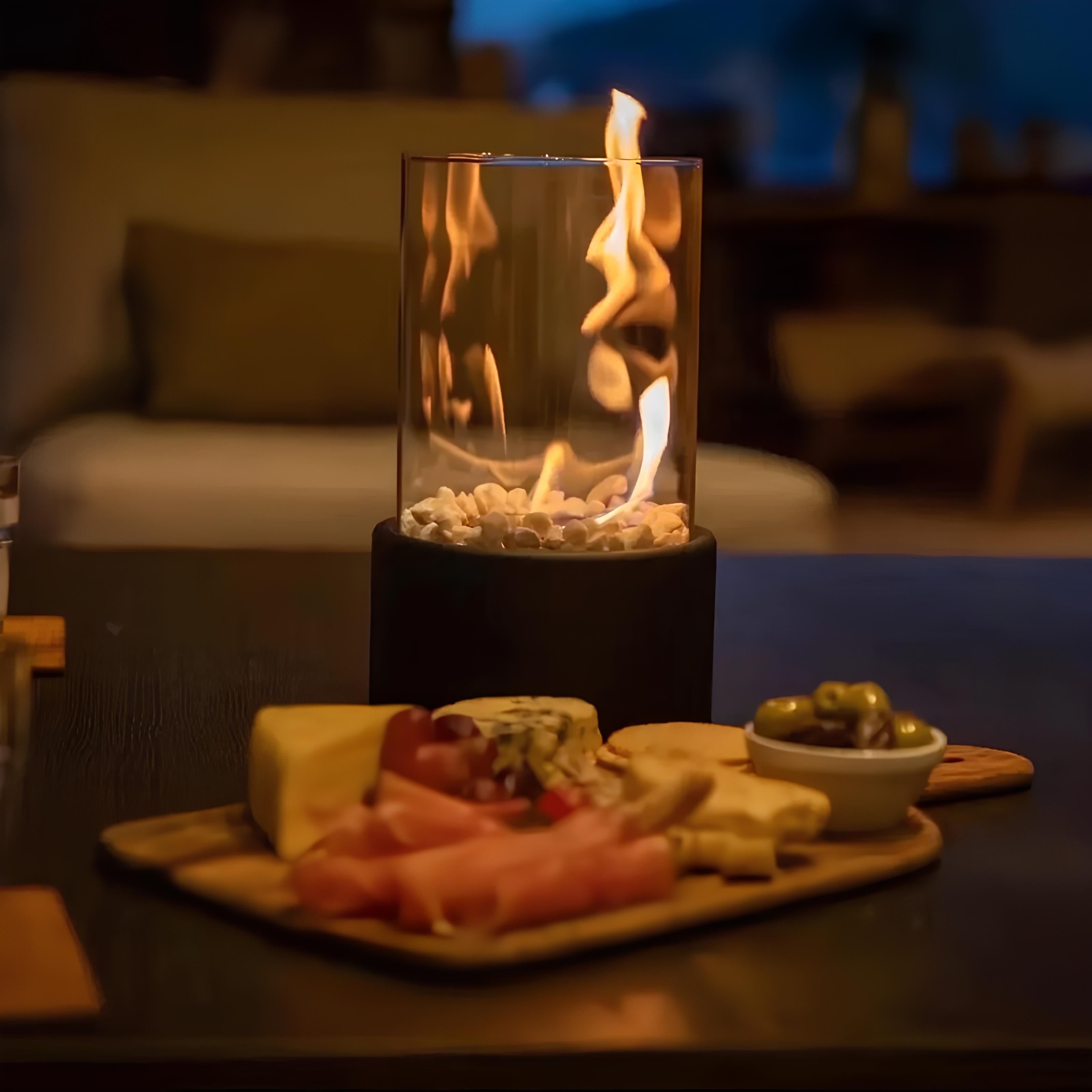 Indoor Tabletop Oil Lamp Glass Cylinder and Decorative Stones - Image 6
