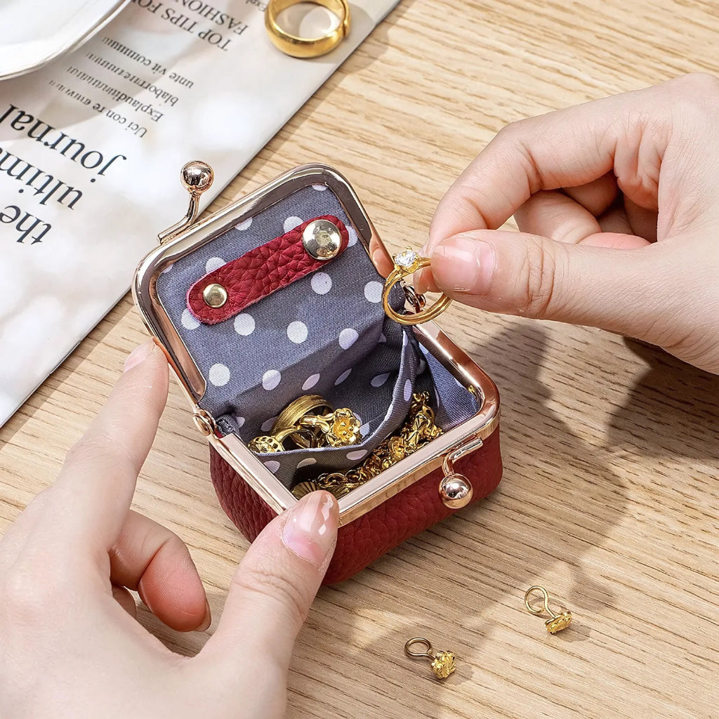Jewelry Organizer Case Travel Compact Leather Storage Pouch