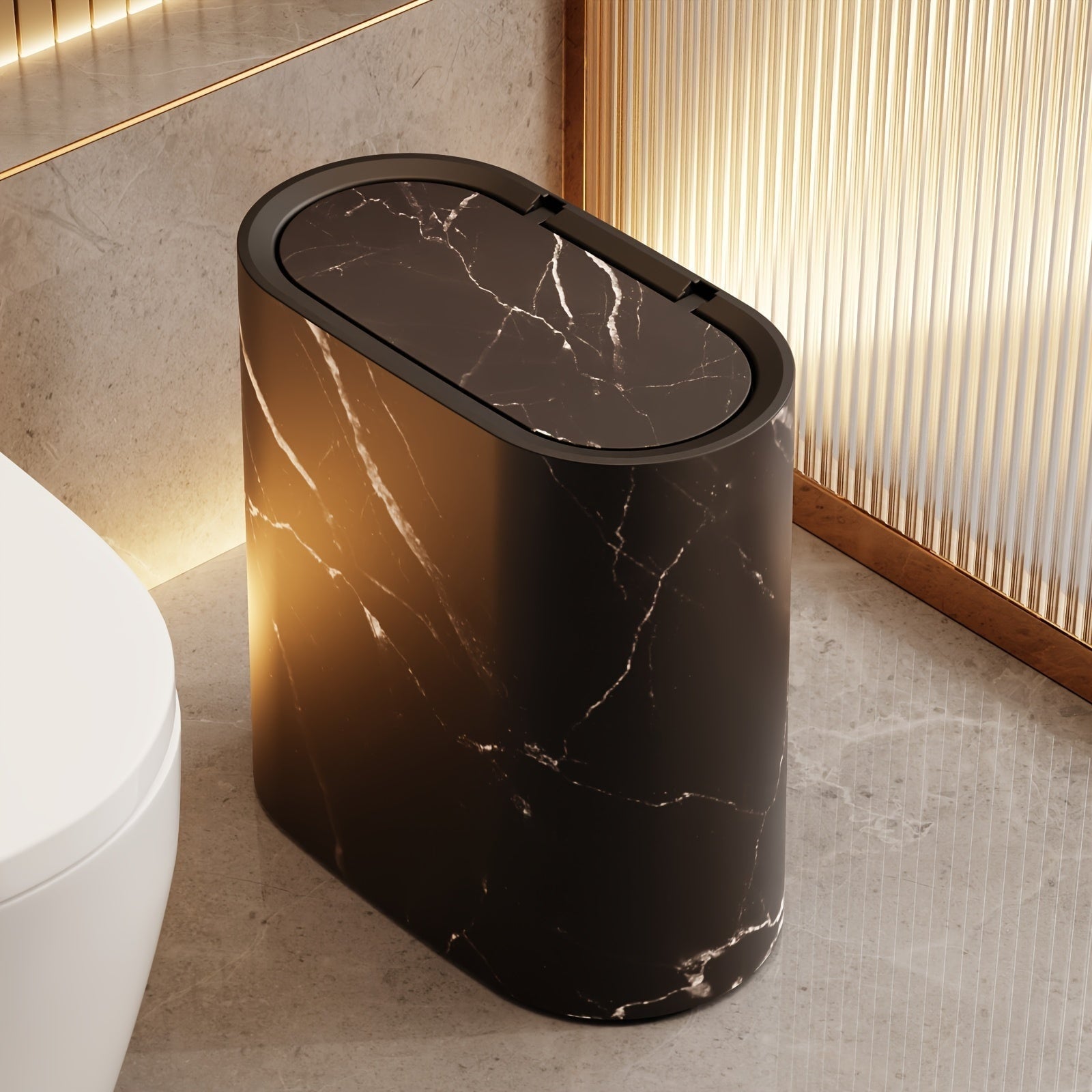 Kitchen Trash Can Bathroom Bin Lid Pedal Narrow Waste Bin - Image 11