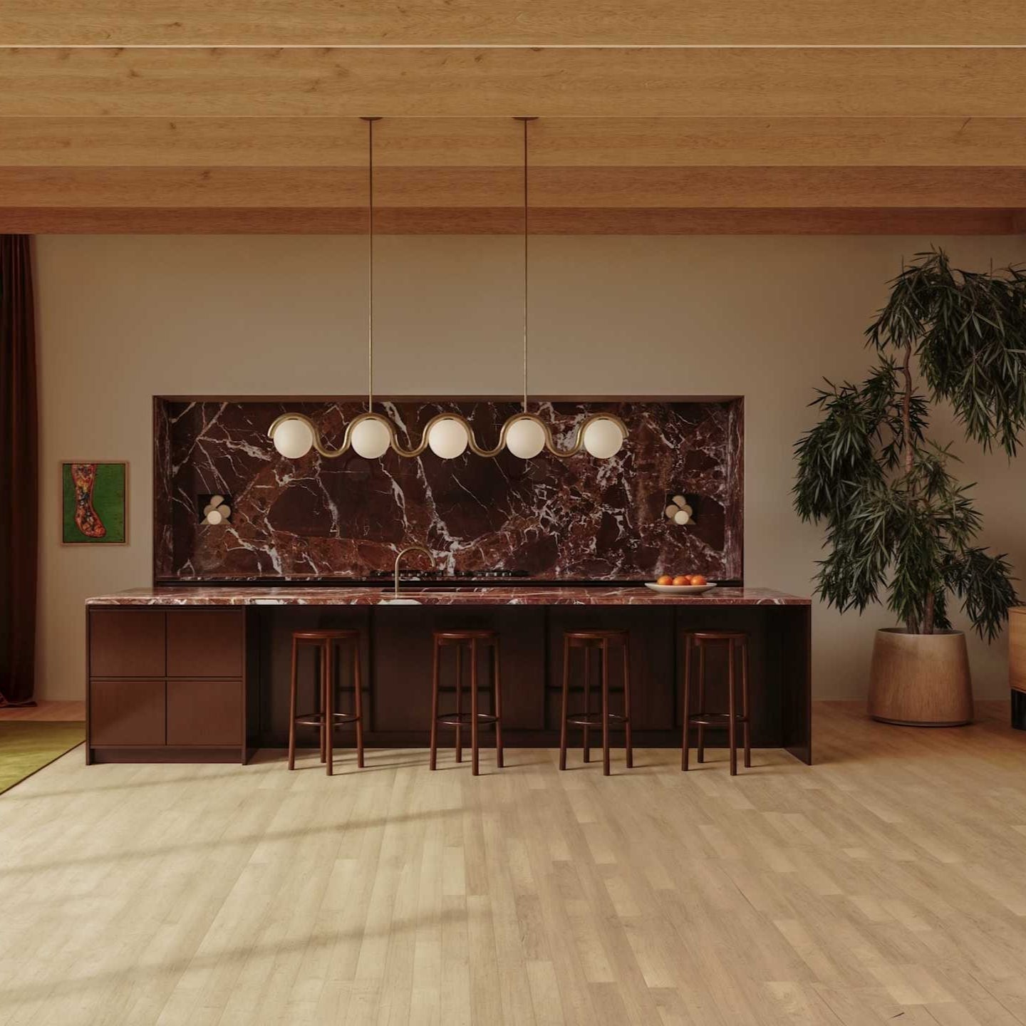 Linear Red and Silver Chandelier Modern Home Lighting - Image 2
