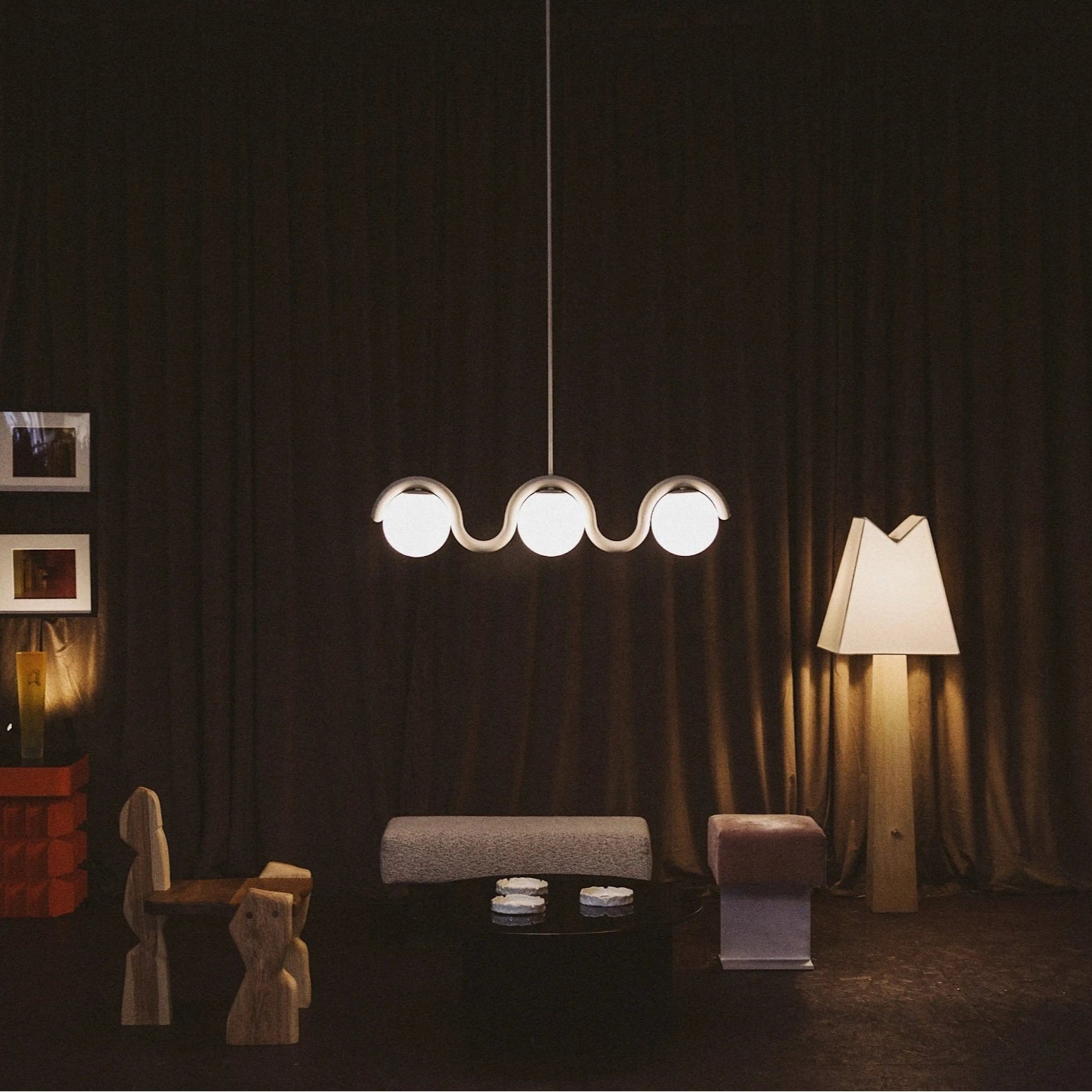 Linear Red and Silver Chandelier Modern Home Lighting - Image 3