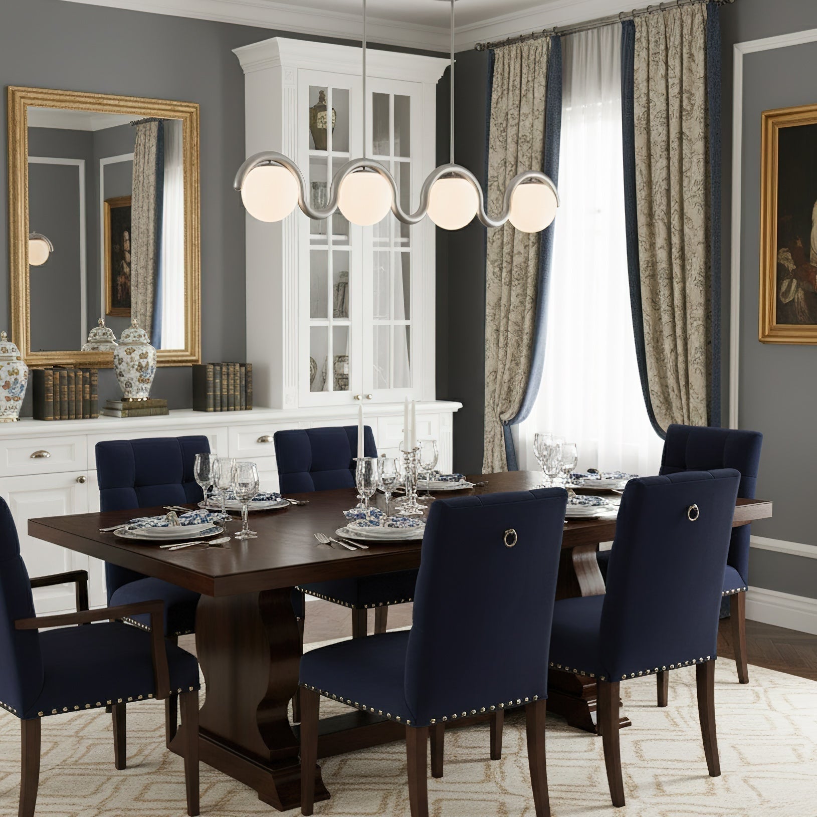 Linear Red and Silver Chandelier Modern Home Lighting - Image 74