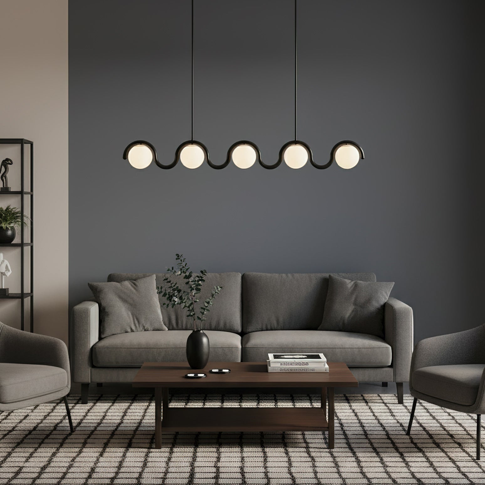 Linear Red and Silver Chandelier Modern Home Lighting - Image 76