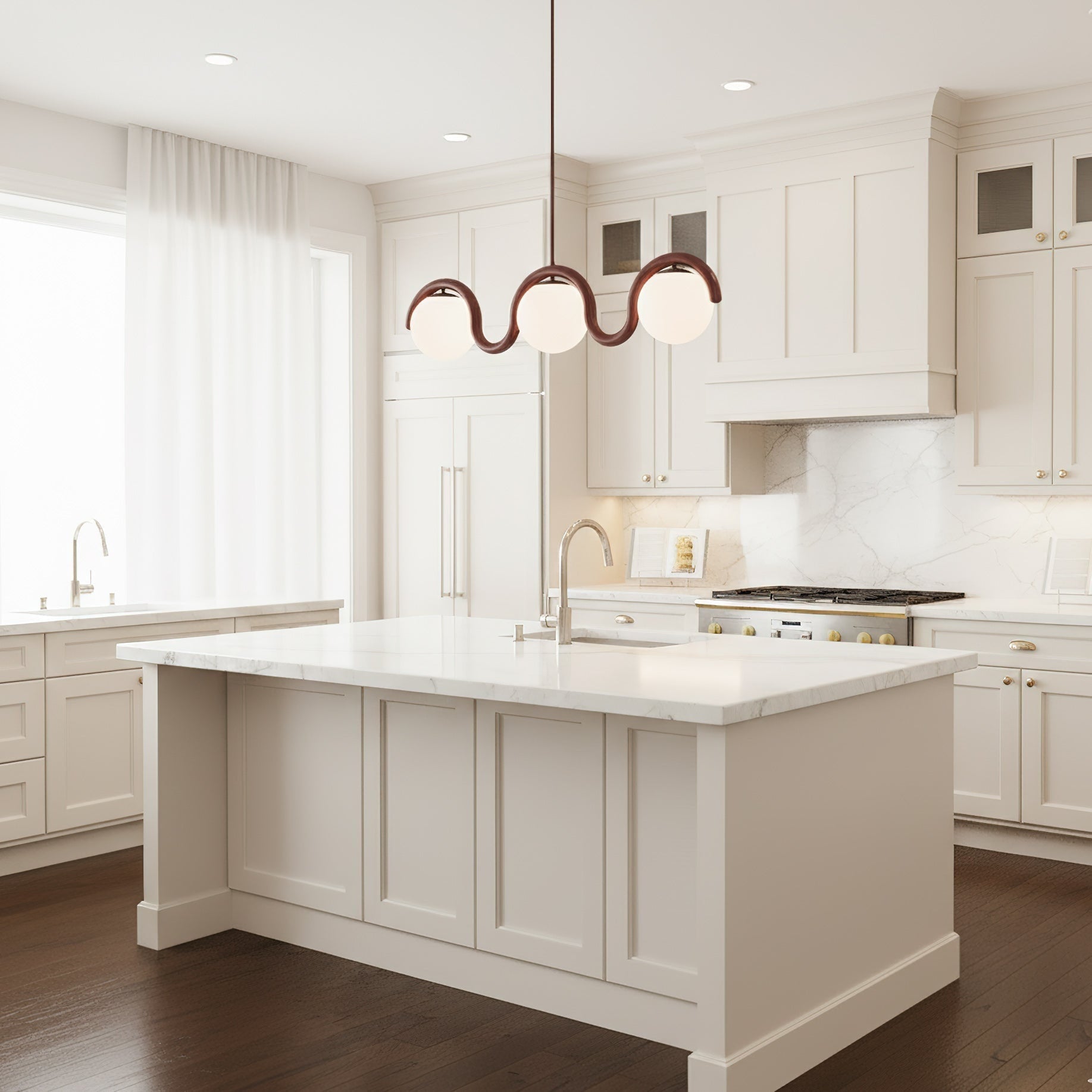 Linear Red and Silver Chandelier Modern Home Lighting - Image 78