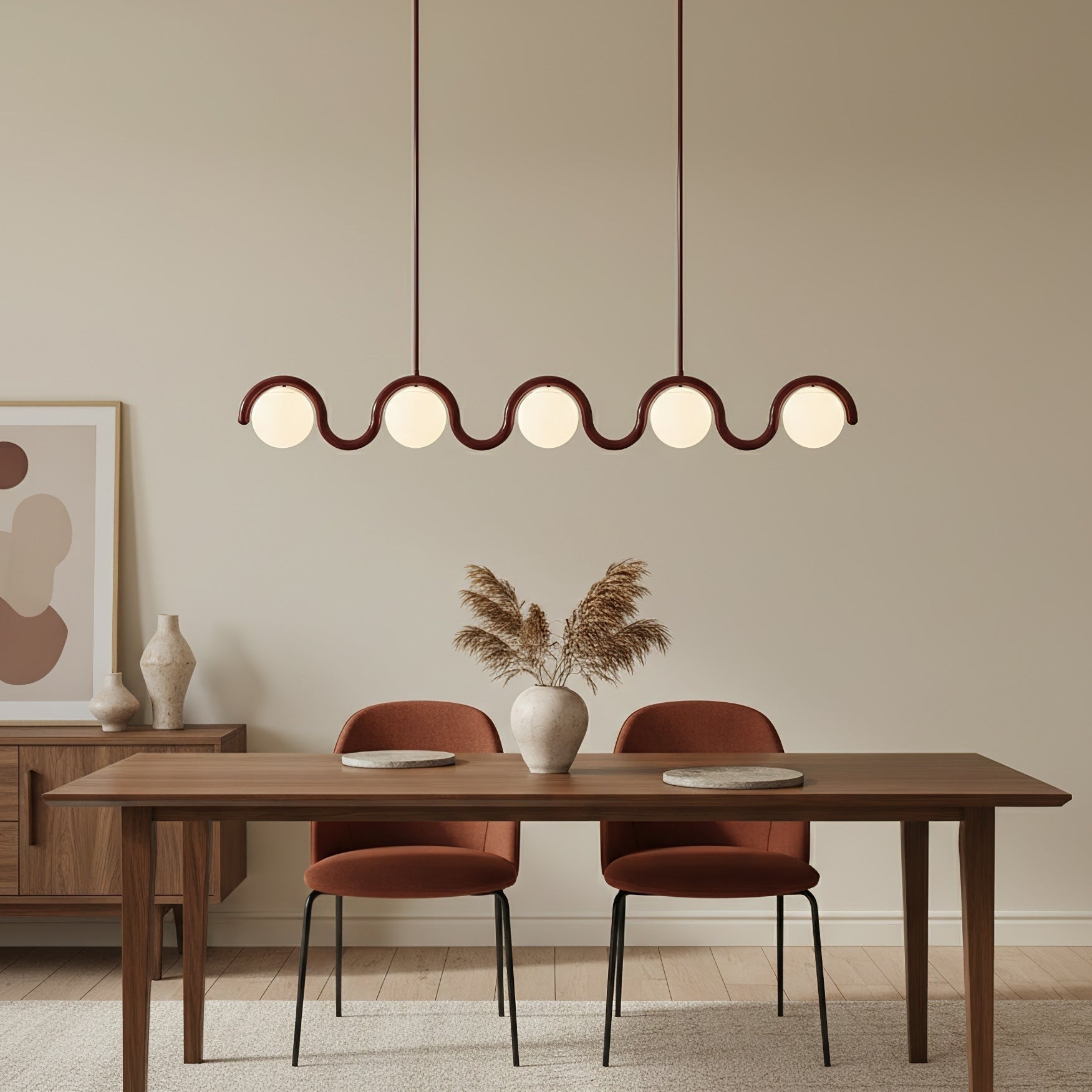 Linear Red and Silver Chandelier Modern Home Lighting - Image 81