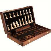 Luxury Wooden Chess Set Storage Box Elegant Gameplay - Image 1