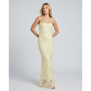 Maxi Dress Floral Appliqué and Lace-Up Back - Image 1