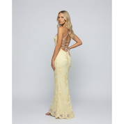 Maxi Dress Floral Appliqué and Lace-Up Back - Image 3