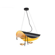 Modern Black Pendant Light Gold Leaf Accent Living Room - Image 12