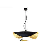 Modern Black Pendant Light Gold Leaf Accent Living Room - Image 13