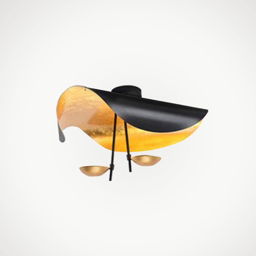 Modern Black Pendant Light Gold Leaf Accent Living Room - Image 16